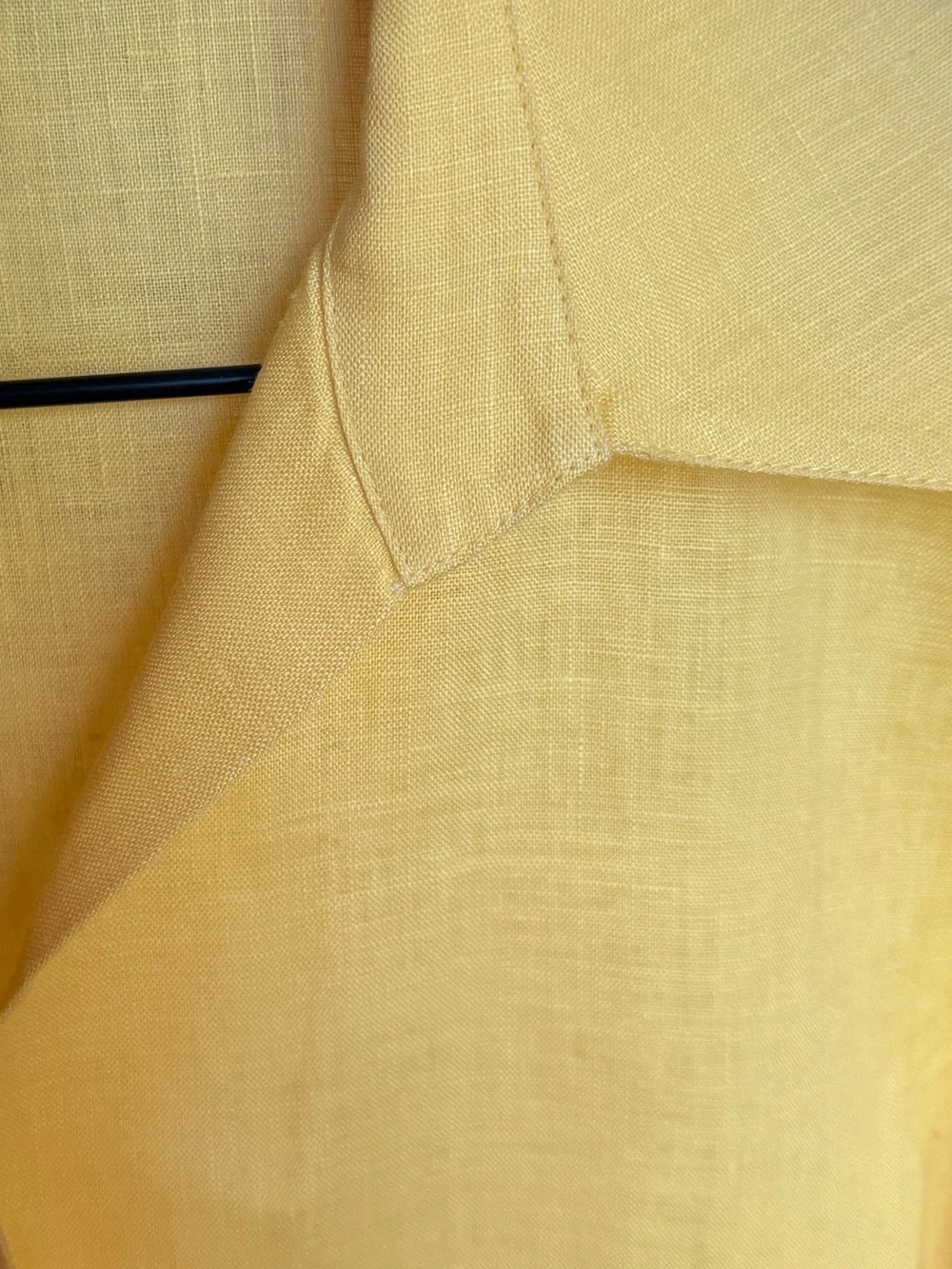 Lafayette 148 100% Linen Pleated Button Down Yellow Collared Blouse Sz 6 *stain - Picture 8 of 10